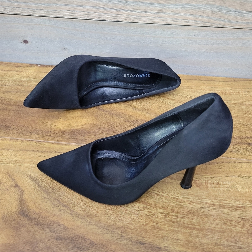 Glamorous Pointed High-heeled Pumps in Black Size EUR 38 US 7 UK 5